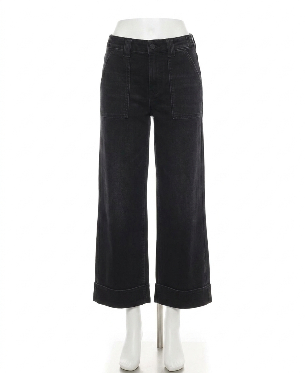 NEW VERVET BY FLYING MONKEY high rise cuffed baggy wide jeans - plus in black